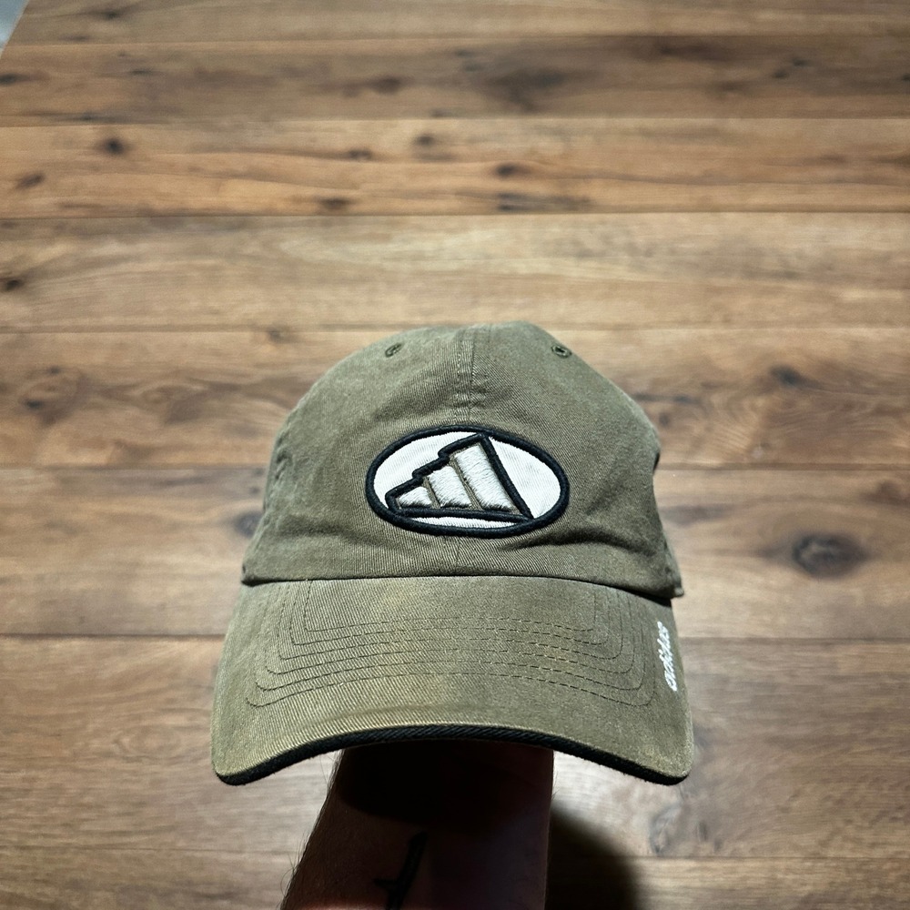 Vintage Adidas Olive Green Climalite Mountain Logo Hat Men OSFM